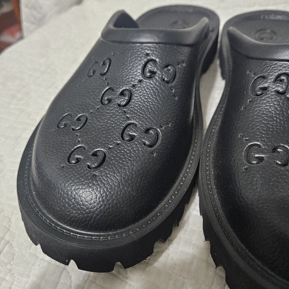 Gucci GG Black Rubber Mens Slip On Sandals/Crocs/Slide US 10.5/11 EU 44 UK 10 - Picture 5 of 15
